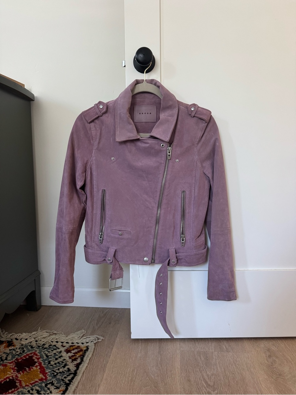 Blank NYC Dusty Lavender Suede Bomber Jacket